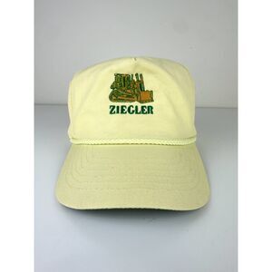 Vintage Ziegler Bulldozer Trucker Hat Yellow Green OSFA
